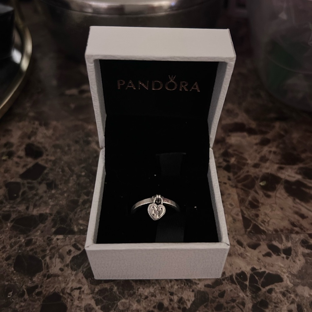 Pandora Silver Heart Charm Ring